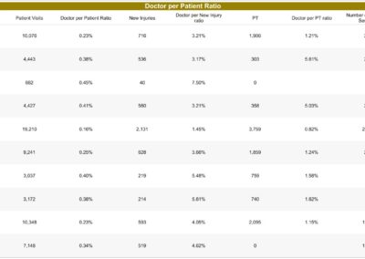 Alana Analytics table of doctor to patient ratios