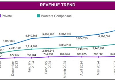 Alana Sales line chart of revenue trend by segment