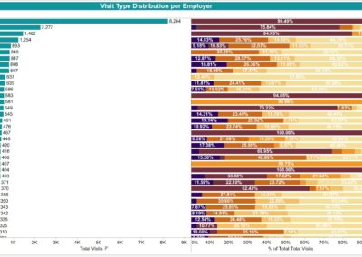 Alana Analytics chart of visit type distribution per employer