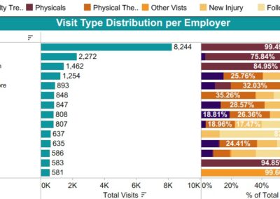 Alana Analytics bar chart of visit type distribution per employer